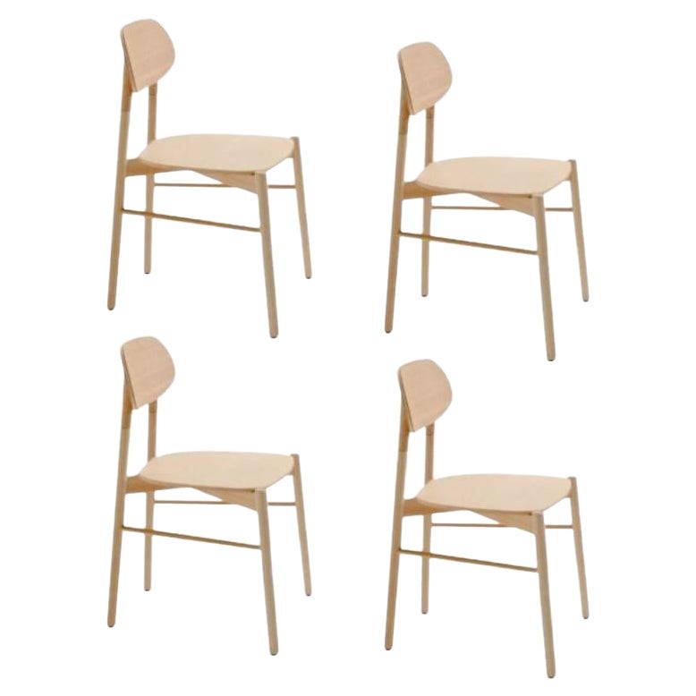 Set of 4, Bokken Chair, Natural Beech, by Colé Italia For Sale