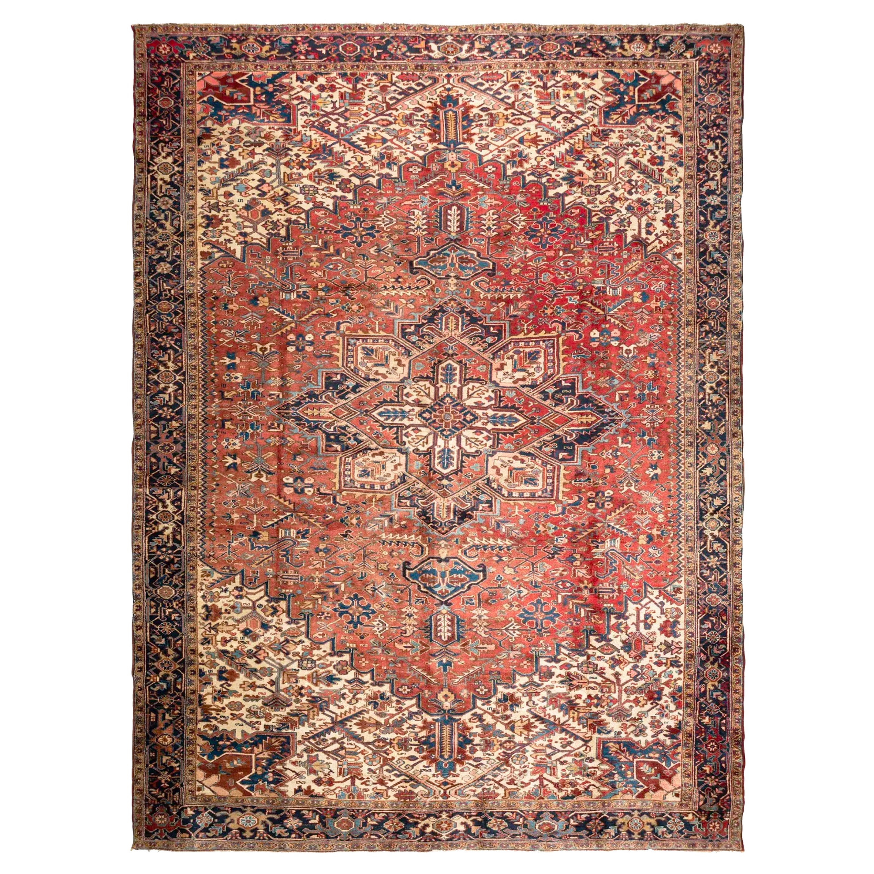 Tapis Heriz tribal nord-ouest vintage à deux tons, c.1950''s