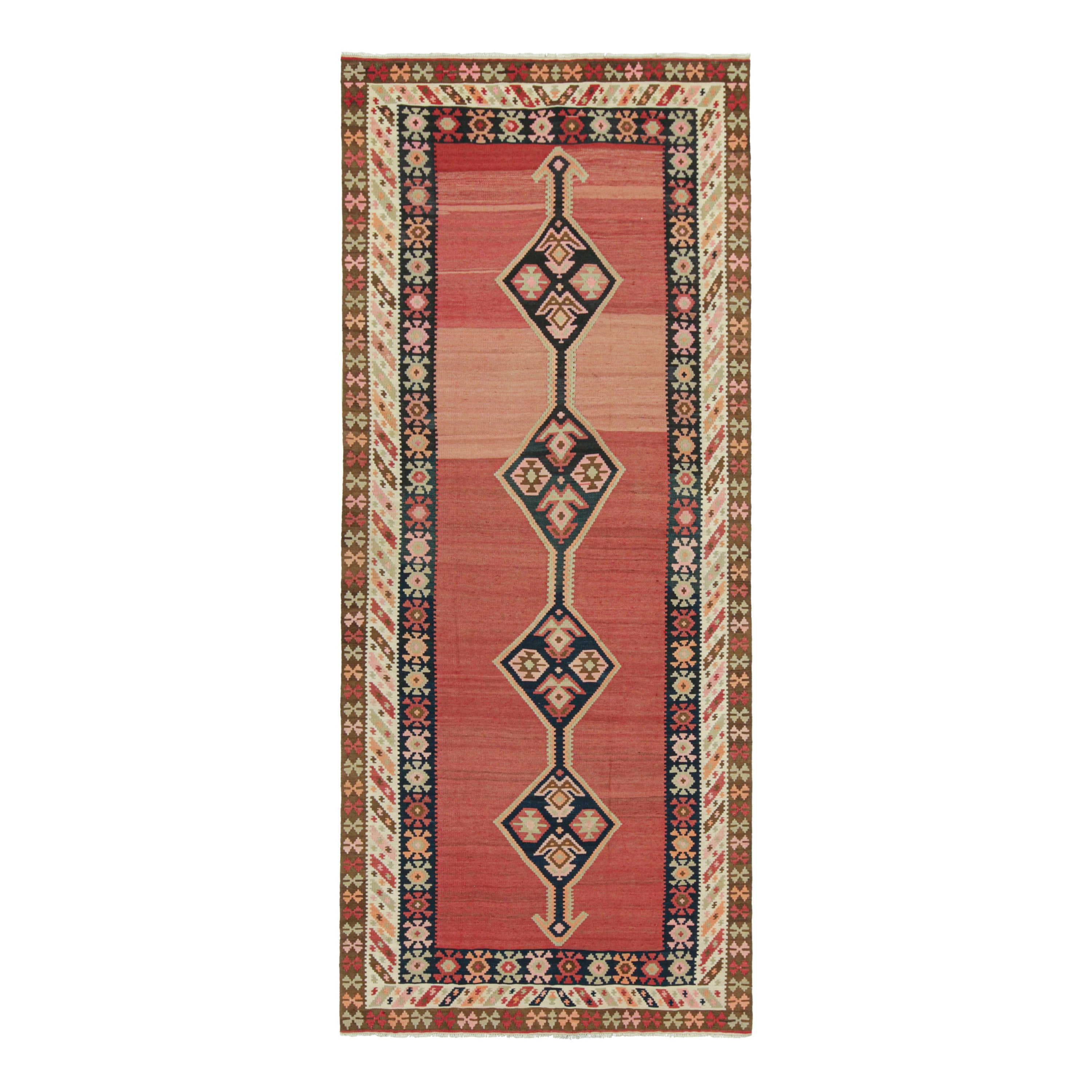Vintage Shahsavan Persian Kilim in Red with Blue Medallion by Rug & Kilim For Sale