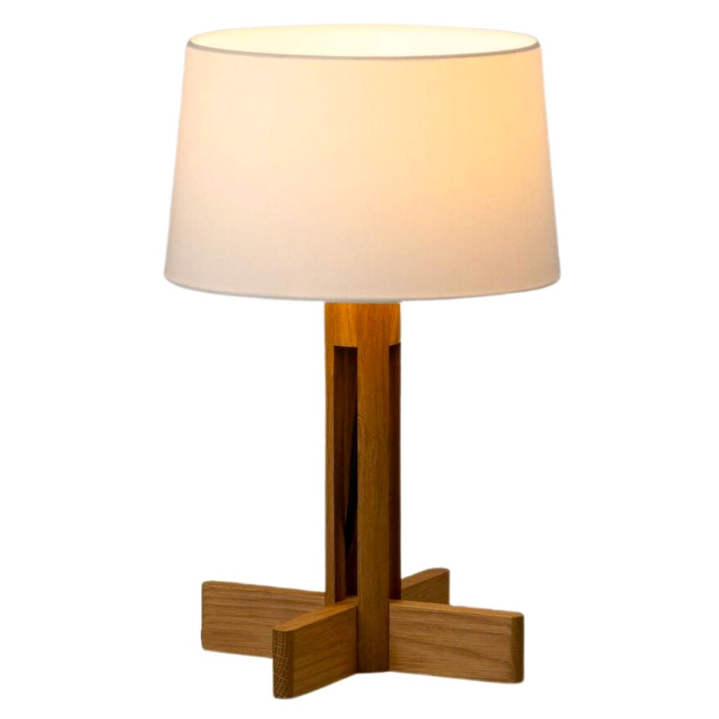 Miguel Milá 'FAD Menor' Table Lamp in Oak and White Linen for Santa & Cole For Sale