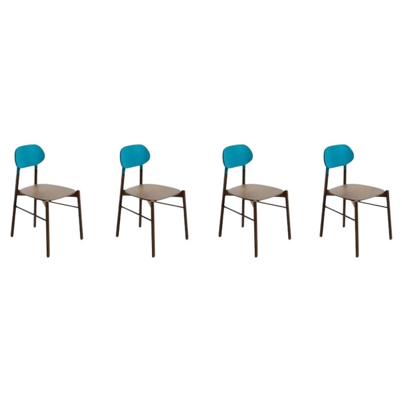 Set of 4, Bokken Chair, Turquoise Beech Structure, Lacquered by Colé Italia For Sale