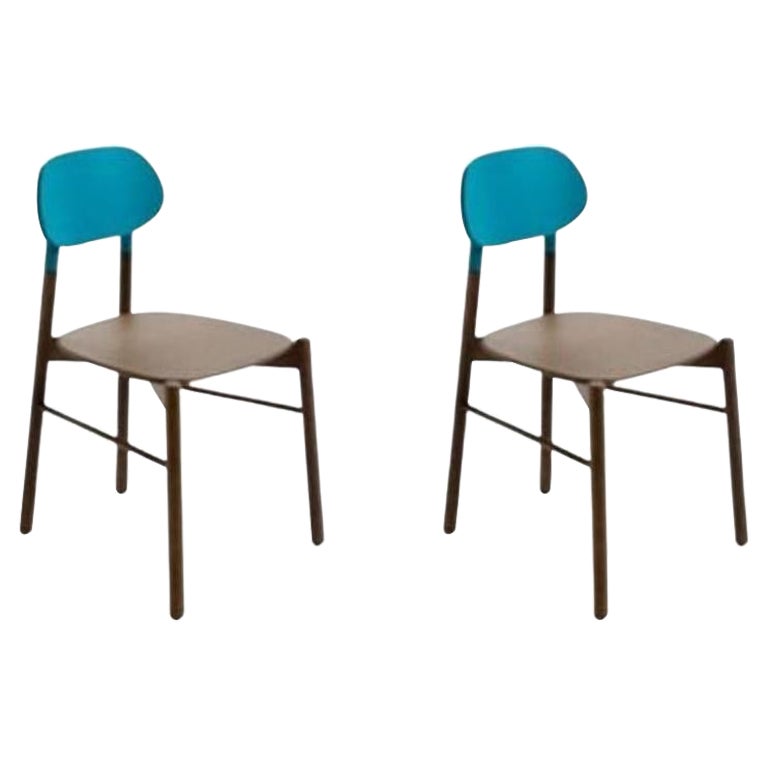 Set of 2, Bokken Chair, Turquoise Beech Structure, Lacquered by Colé Italia For Sale