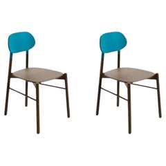 Set of 2, Bokken Chair, Turquoise Beech Structure, Lacquered by Colé Italia