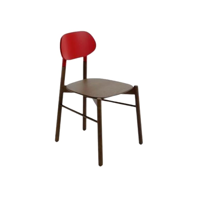 Bokken Stuhl, Rot, Buche Struktur gebeizt, Rückenlehne lackiert by Colé Italia im Angebot