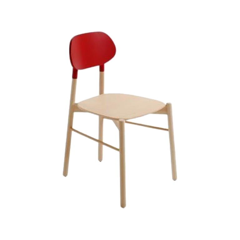 Bokken Chair, Natural Beech, Red by Colé Italia For Sale