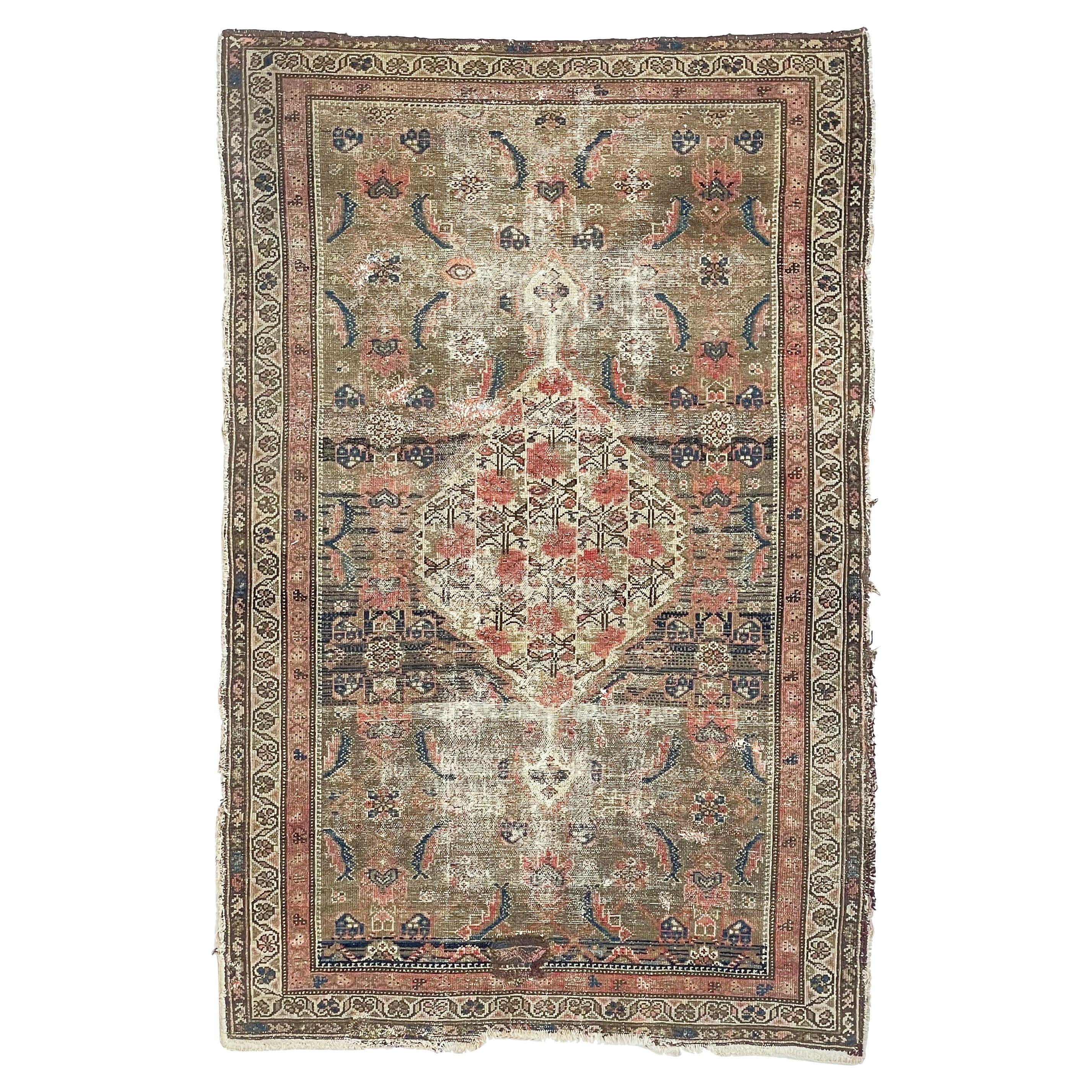 Muted & Earthy Antique Rug, c.1920-30's For Sale