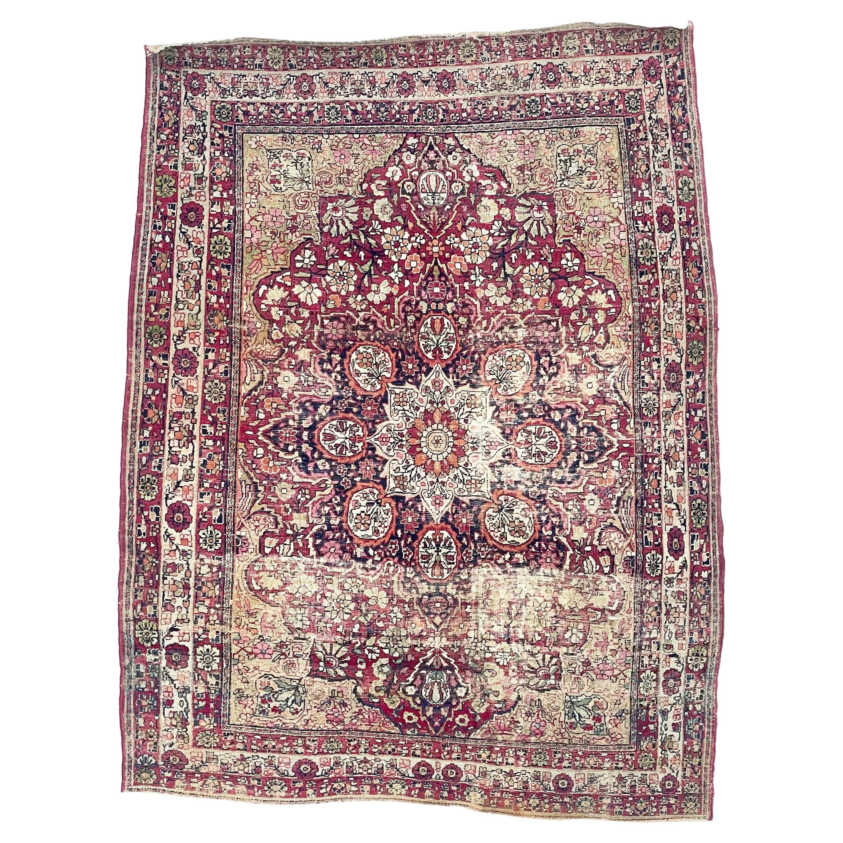 Antique Persian Kermanshah Rug with Unique Squarish Size, c. 1910-20's