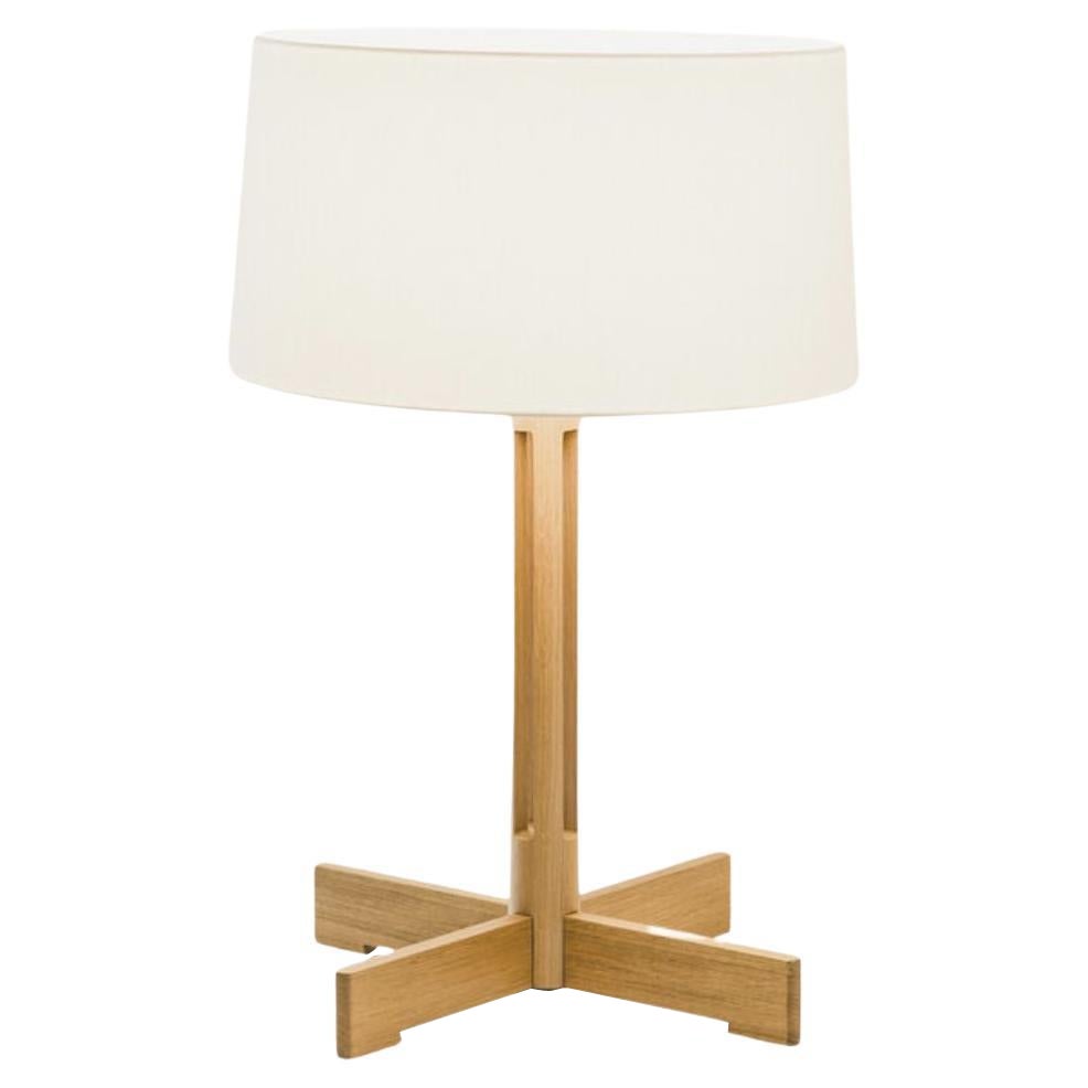 Lampe de table 'FAD' de Miguel Milá en Oak Nature et lin blanc pour Santa & Cole