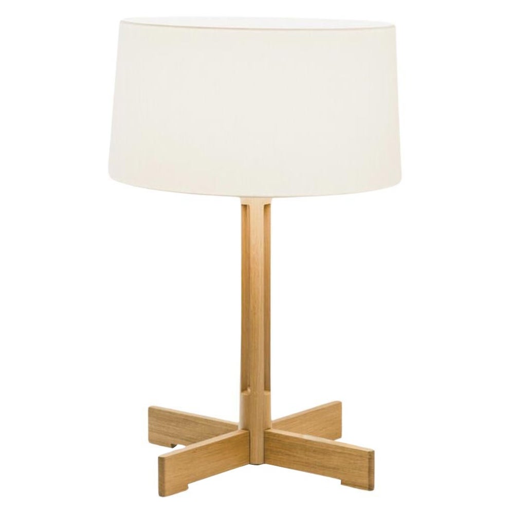 Miguel Milá 'FAD' Table Lamp in Natural Oak and White Linen for Santa & Cole