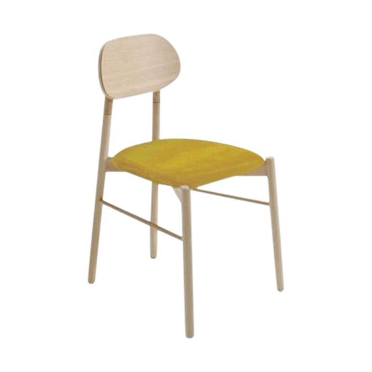 Bokken Upholstered Chair, Natural Beech, Giallo by Colé Italia For Sale