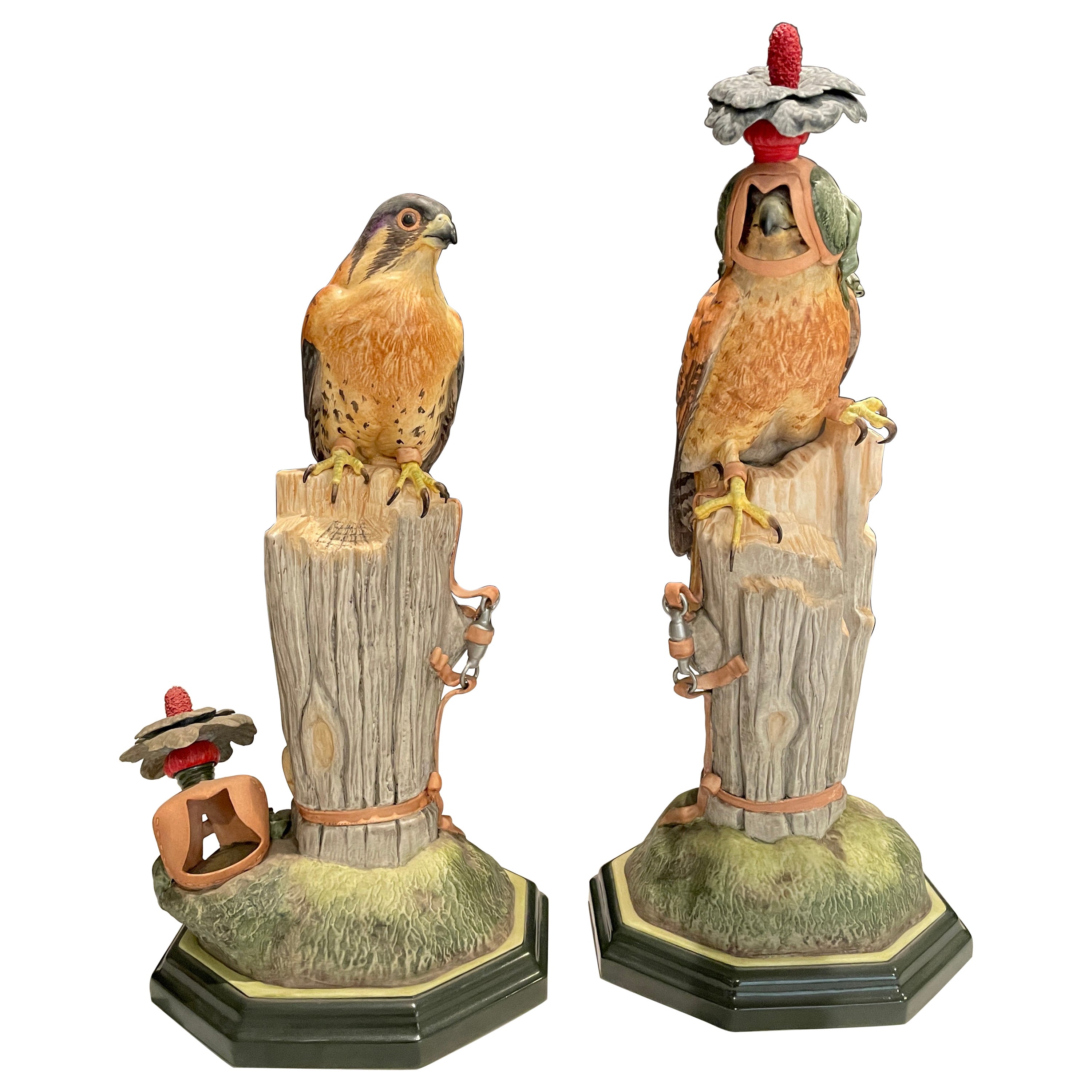 Pair Of Porcelain Birds Of Prey By Boehm, Limited Edition