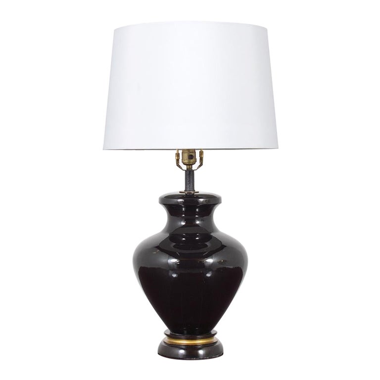 Vintage Black Ceramic Table Lamp For Sale at 1stDibs