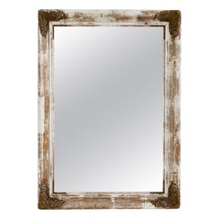 1920s French Gilded White Wall Mirror