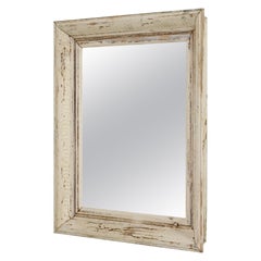 1930s French White Patinated Wall Mirror