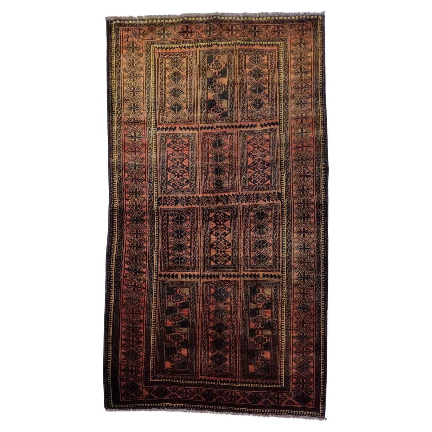 Mid century Camel wool Tribal Baluchi Vintage Semi Antique  For Sale
