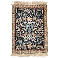 Vintage Persian Nain Paradise Design in Lamb Wool & Silk Highlights