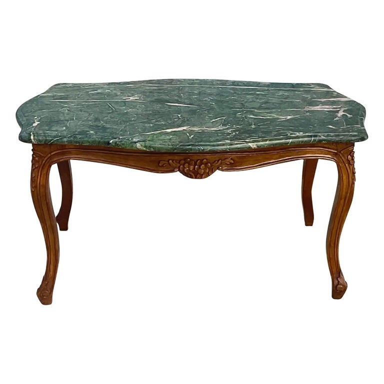 Vintage Regency Green Marble Top Coffee Table For Sale at 1stDibs