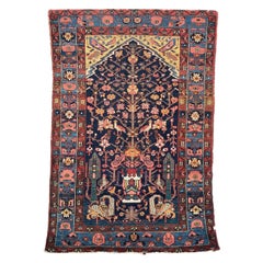Antique Colorful and Story-Filled Tree of Life Rug with Hunting Scene