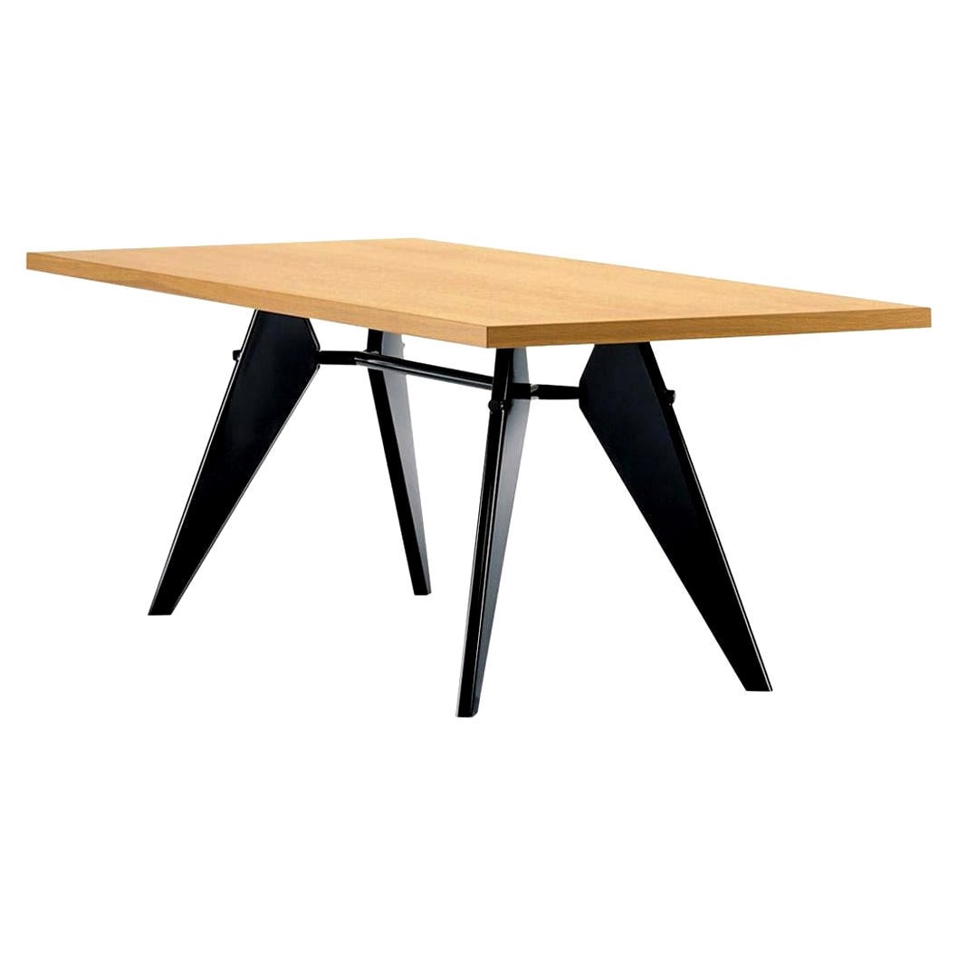 Vitra Em Table in Solid Natural Oak and Deep Black by Jean Prouvé For Sale
