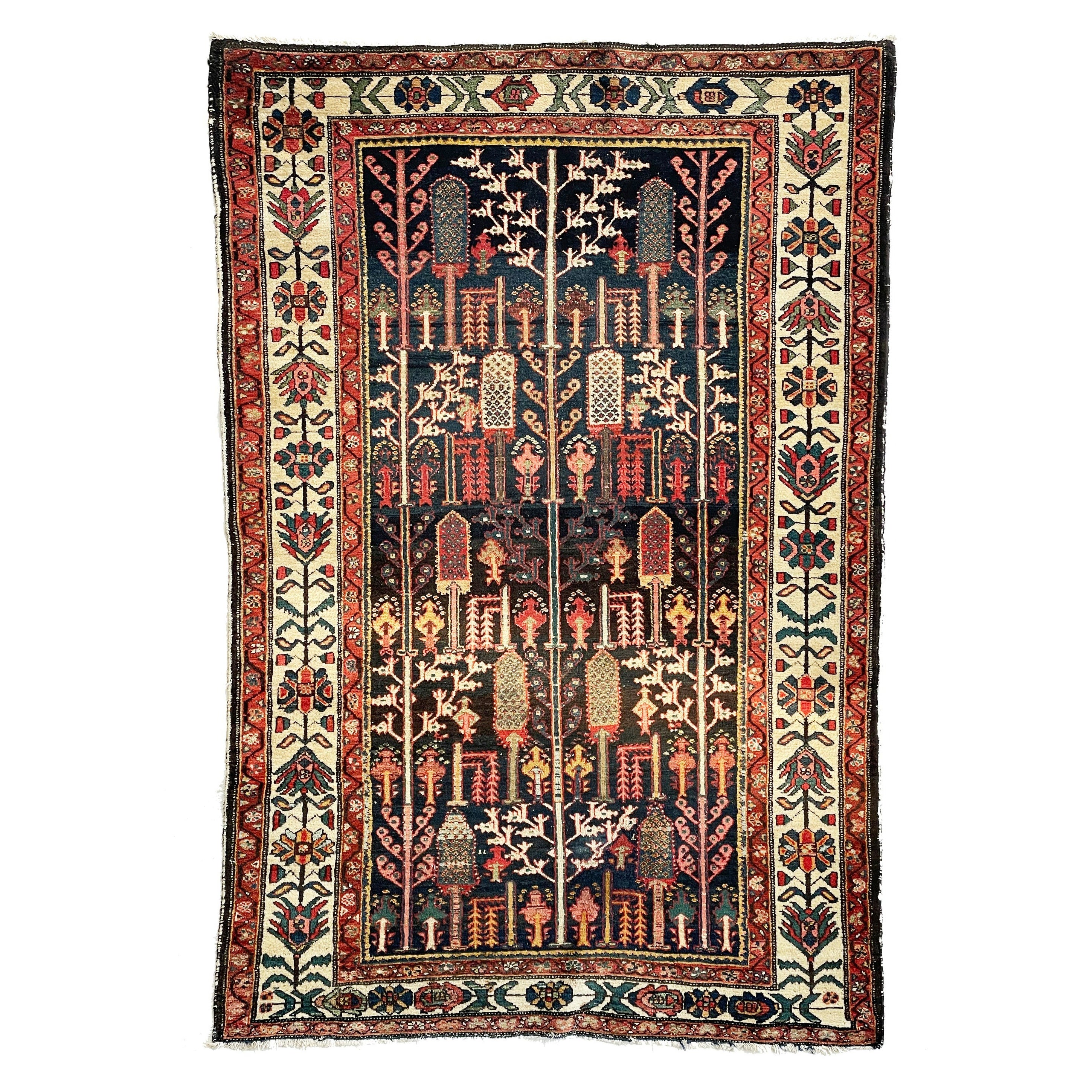Iconic Rug in Velvety Soft Plush Wool Cypress Tree of Life Bakhtiar Rug For Sale