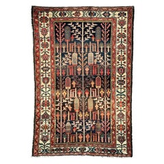 Antique Iconic Rug in Velvety Soft Plush Wool Cypress Tree of Life Bakhtiar Rug