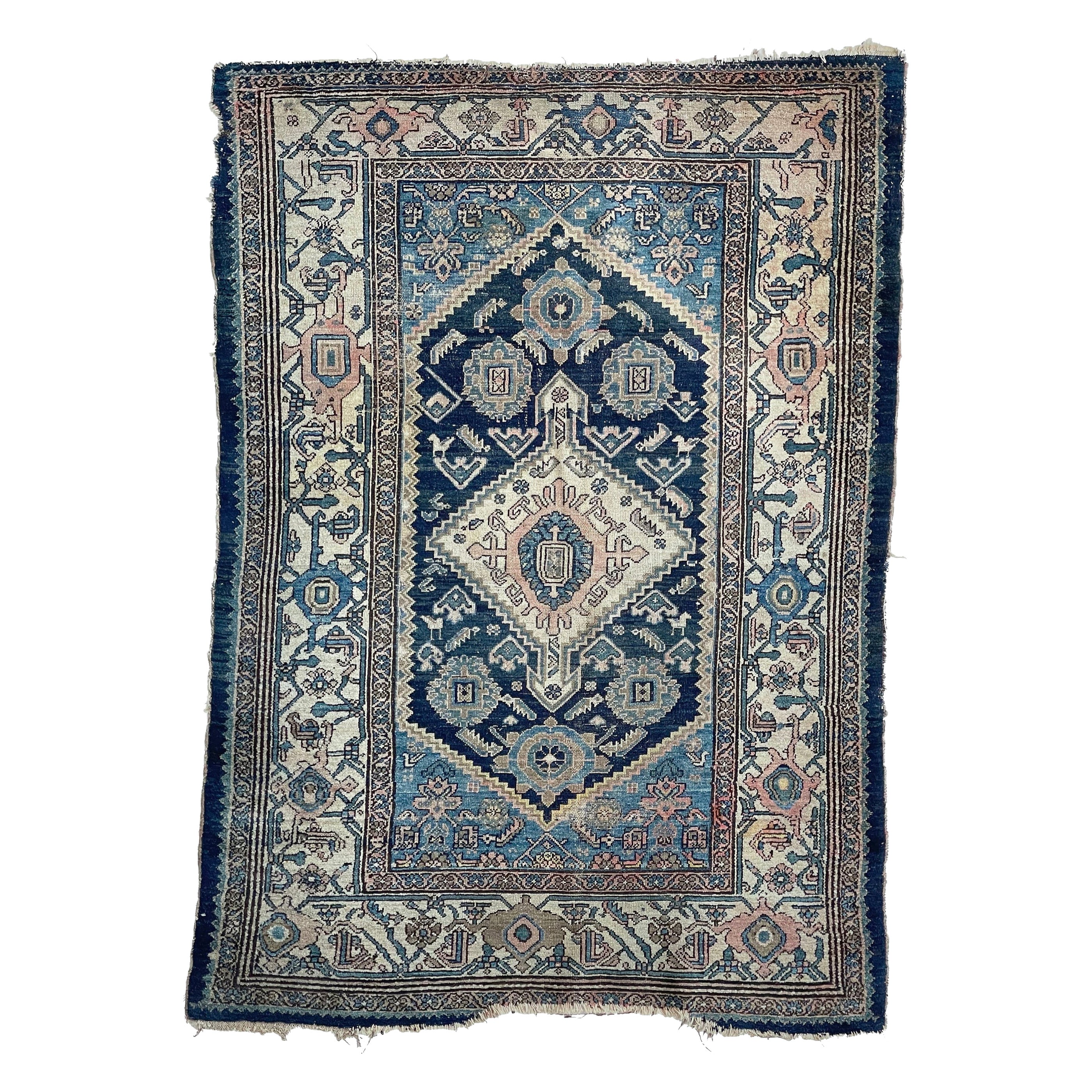 Cool & Earthy Mystical Village Tribal Rug For Sale
