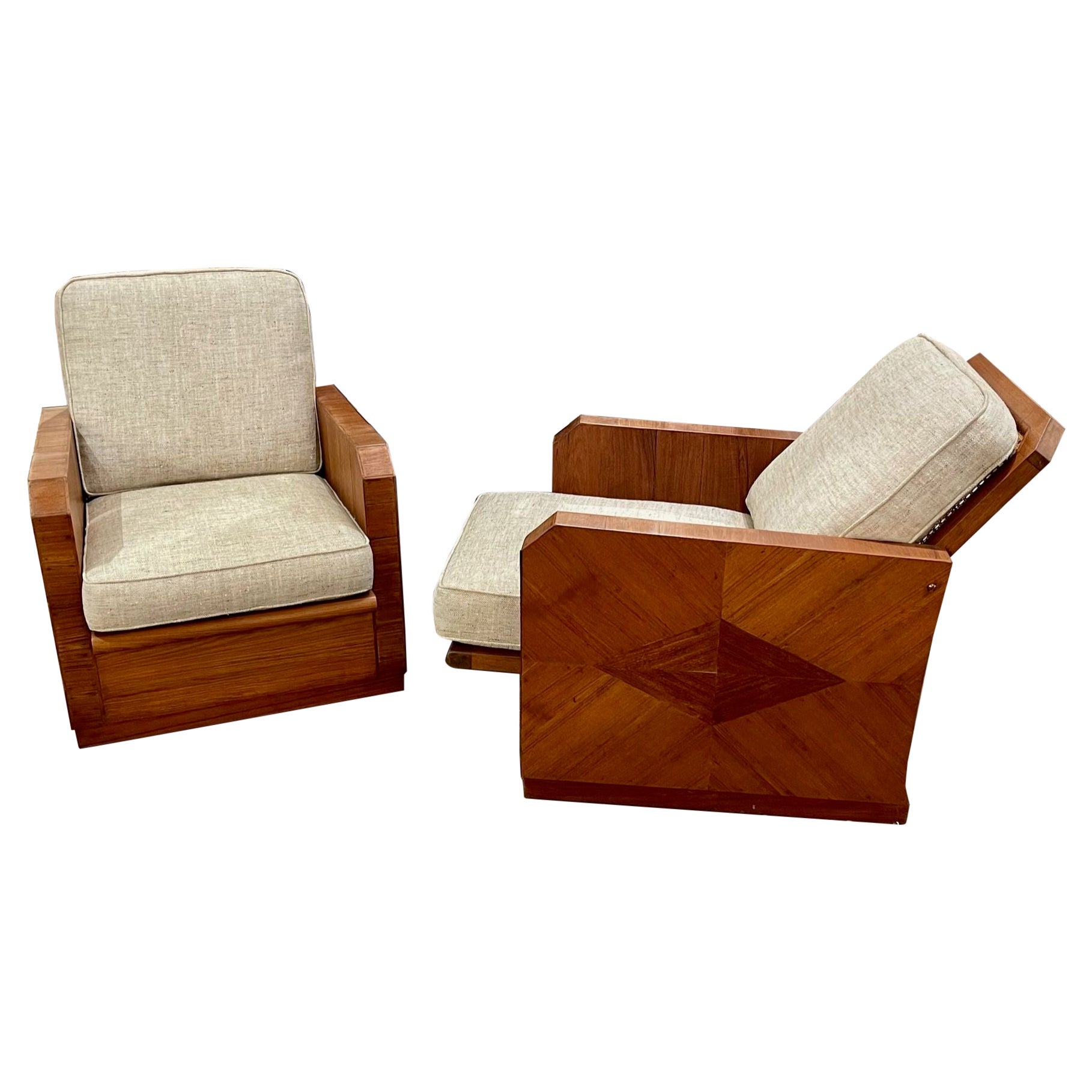 Pair of Italian Mid-Century Reclining Club Chairs For Sale