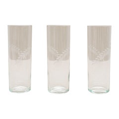 Set of 3 Retro Crystal Glasses, circa 1970