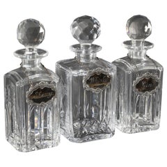Groupe de 3 carafes en verre taillé en cristal vintage du 20ème siècle