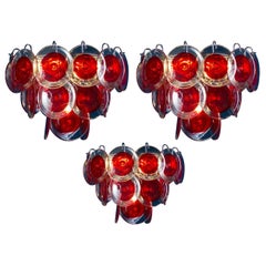 Amazing Red Disc Murano Glass Chandelier