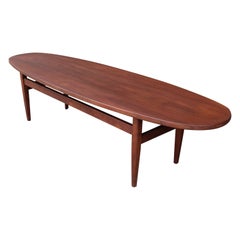 Mid-Century Modern Wooden Oval Coffee Table