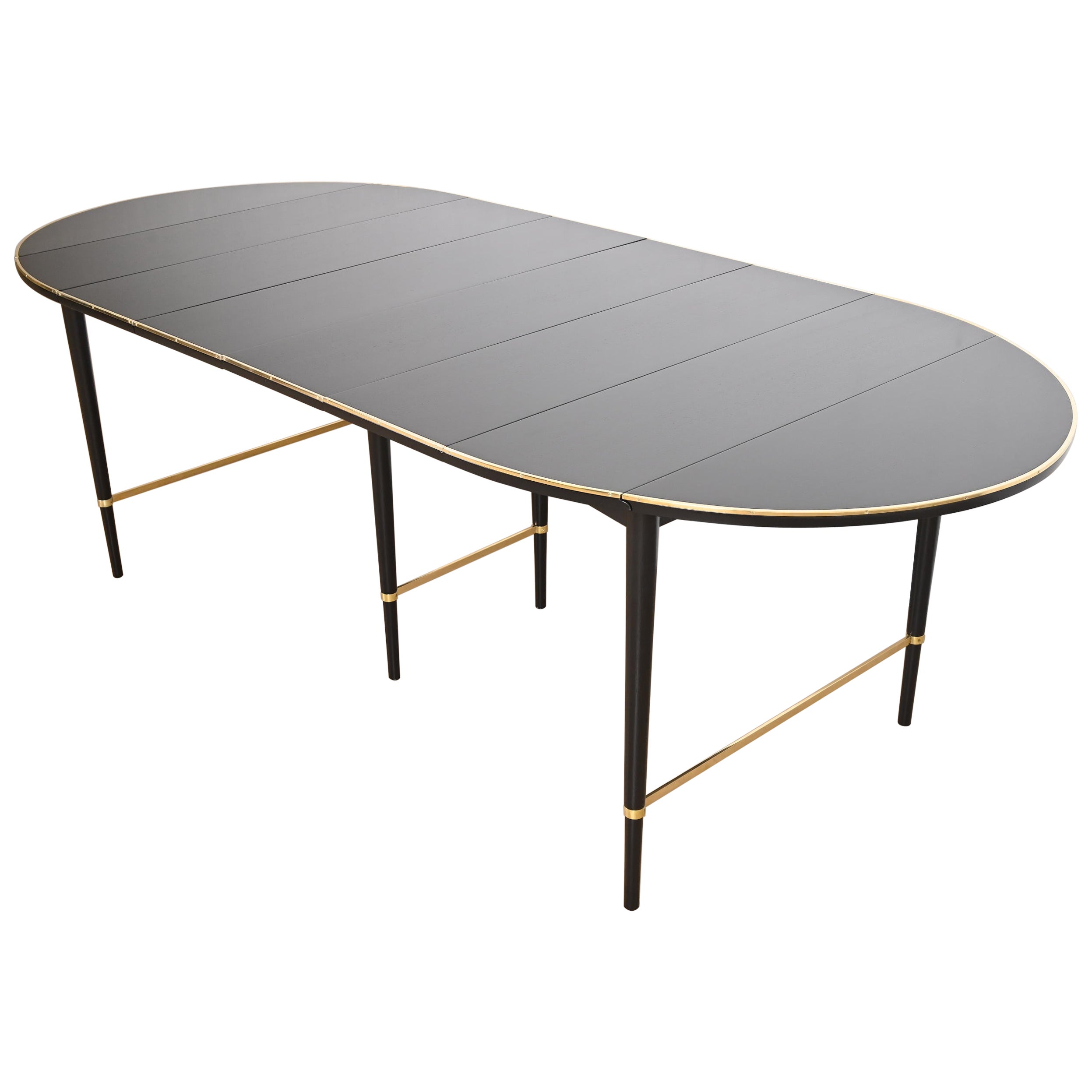Paul McCobb Black Lacquer and Brass Dining Table, Newly Refinished