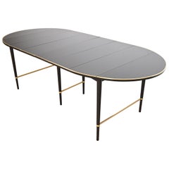 Vintage Paul McCobb Black Lacquer and Brass Dining Table, Newly Refinished