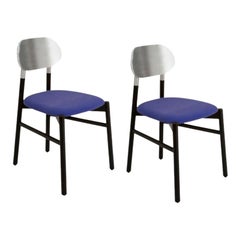 Ensemble de 2 chaises tapissées Bokken, noir et argent, Indaco de Colé Italia