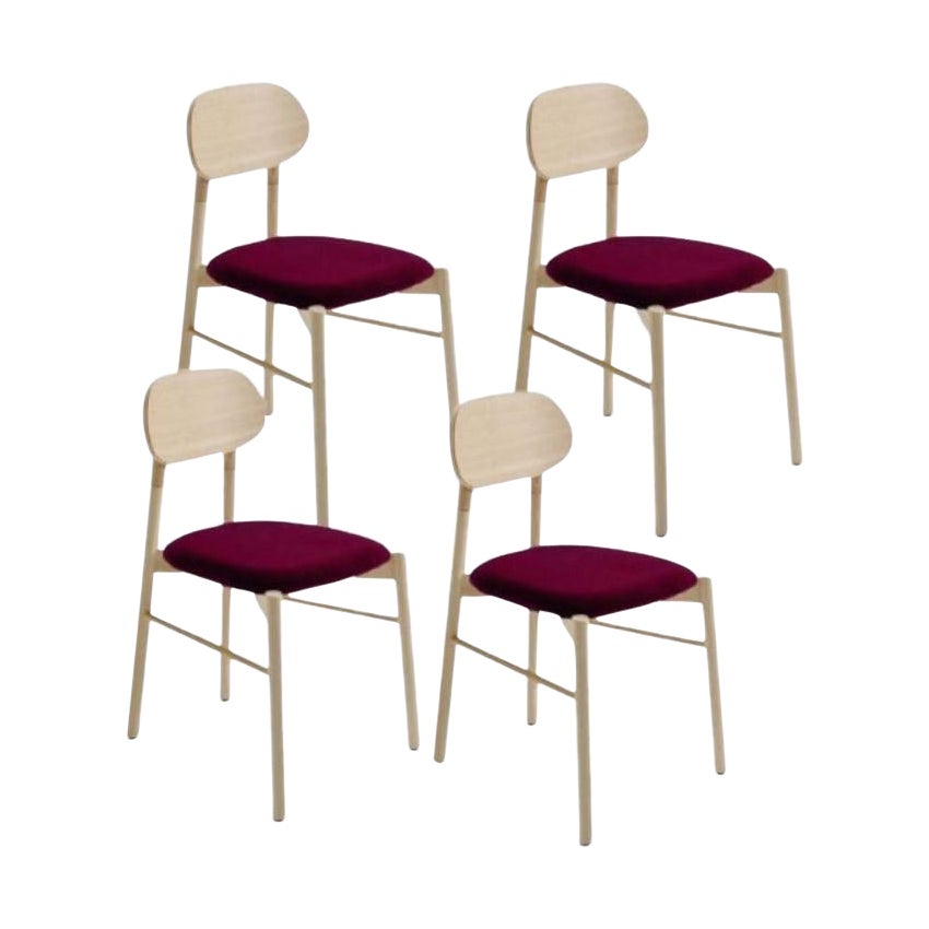 Set of 4, Bokken Upholstered Chair, Natural Beech, Malva by Colé Italia