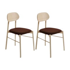 Set of 2, Bokken Upholstered Chair, Natural Beech, Visone by Colé Italia