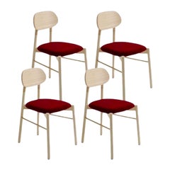 Set of 4, Bokken Upholsered Chair, Natural Beech, Rosso by Colé Italia