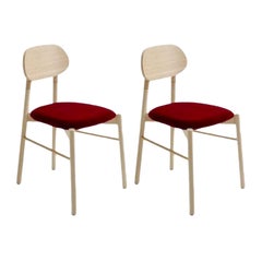 Set of 2, Bokken Upholsered Chair, Natural Beech, Rosso by Colé Italia