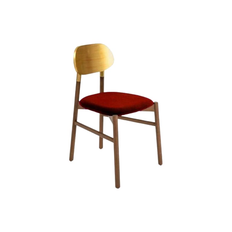 Bokken Upholstered Chair, Canaletto & Gold, Rosso by Colé Italia For Sale