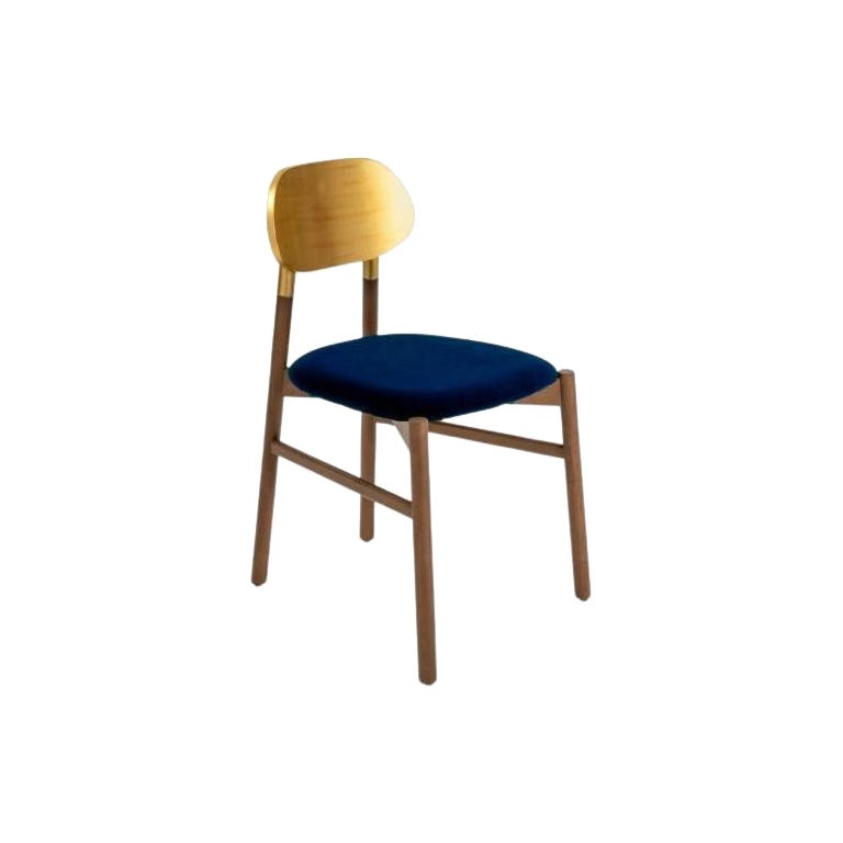 Bokken Upholstered Chair, Canaletto & Gold, Blue by Colé Italia For Sale