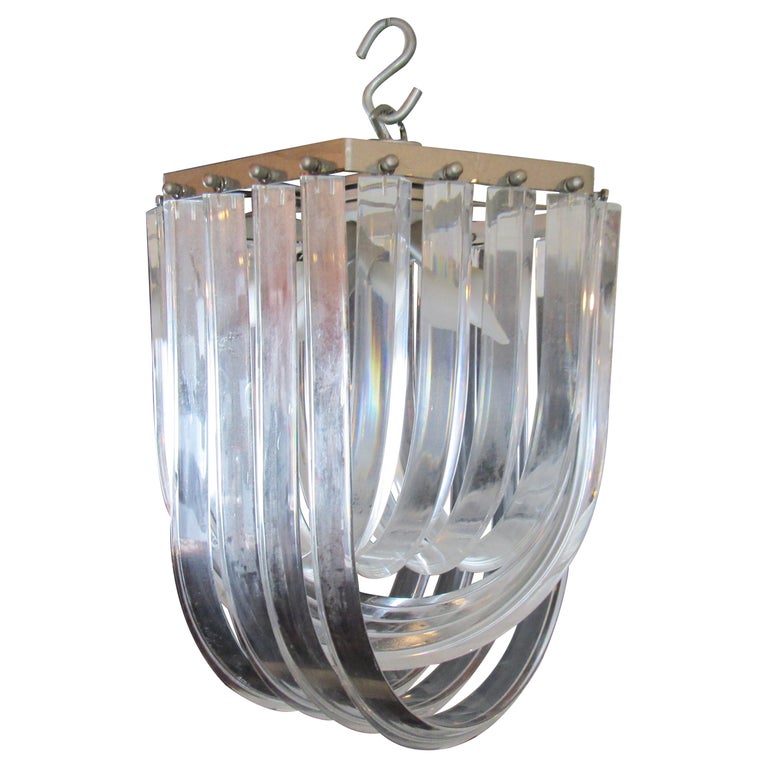 MidCentury Lucite Band Chandelier For Sale at 1stDibs