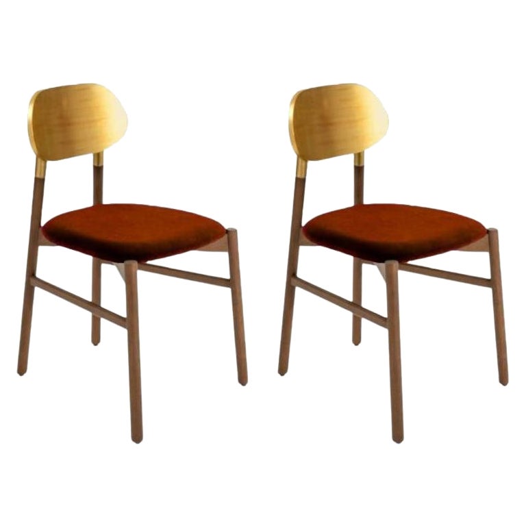 Set of 2, Bokken Upholstered Chair, Canaletto & Gold, Ruggine by Colé Italia