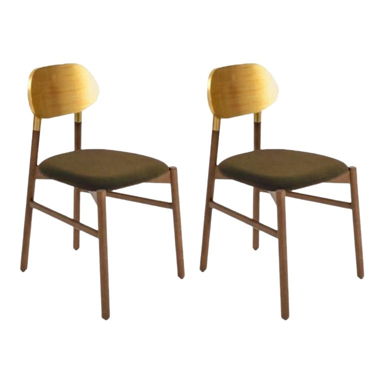 Set of 2, Bokken Upholstered Chair, Canaletto & Gold, Visione by Colé Italia For Sale