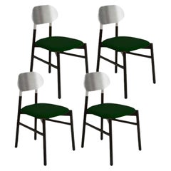 Set of 4, Bokken Upholstered Chair, Black & Silver, Smeraldo by Colé Italia