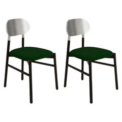 Ensemble de 2 chaises tapissées Bokken, noir et argent, Smeraldo de Colé Italia