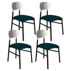 Set of 4, Bokken Upholstered Chair, Black & Silver, Ottanio by Colé Italia
