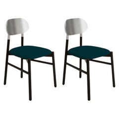 Ensemble de 2 chaises tapissées Bokken, noir et argent, Ottanio de Colé Italia