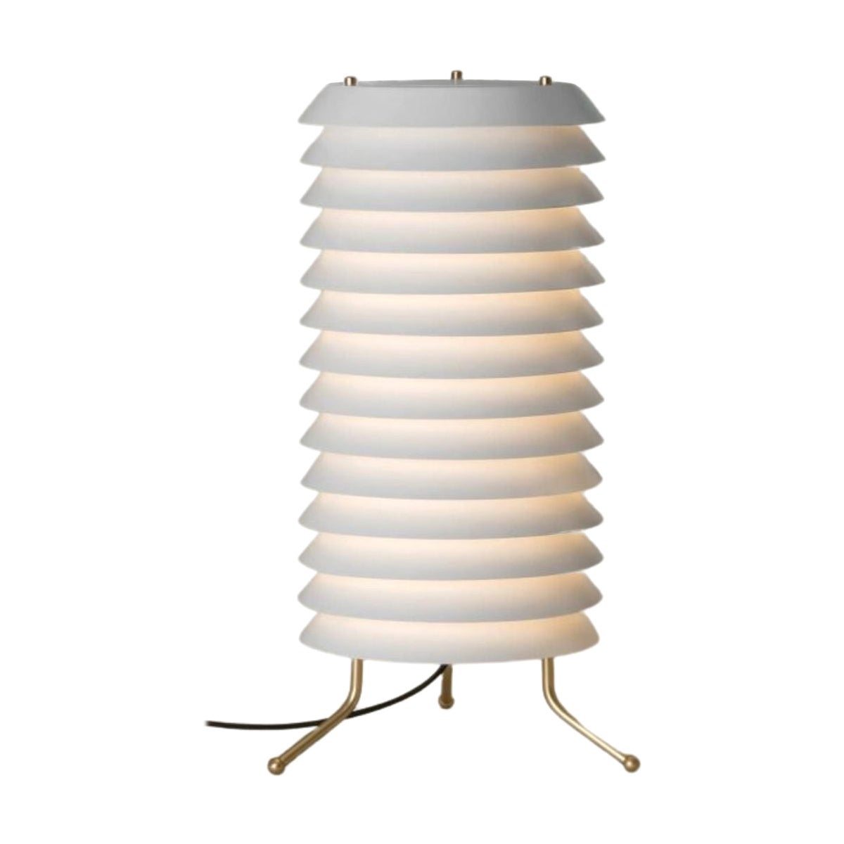 Plastic Ilmari Tapiovaara 'Maija' Floor Lamp in Brass and White for Santa & Cole For Sale