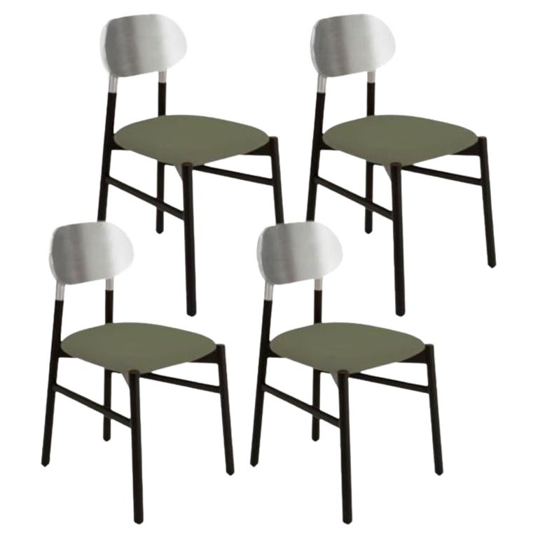 Juego de 4, Silla tapizada Bokken, negra y plateada, Grigio by Colé Italia