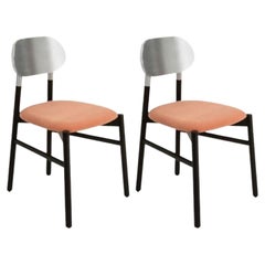 Set of 2, Bokken Upholstered Chair, Black & Silver, Rosa by Colé Italia